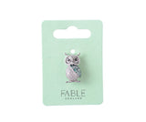 Silver owl brooch with Cubic Zirconia