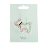Rose gold diamante puppy brooch