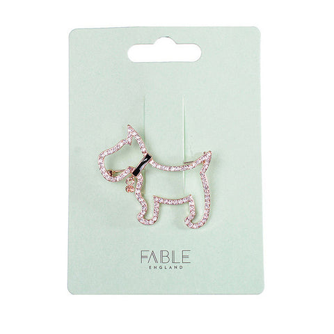 Rose gold diamante puppy brooch