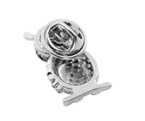 Silver owl brooch with Cubic Zirconia